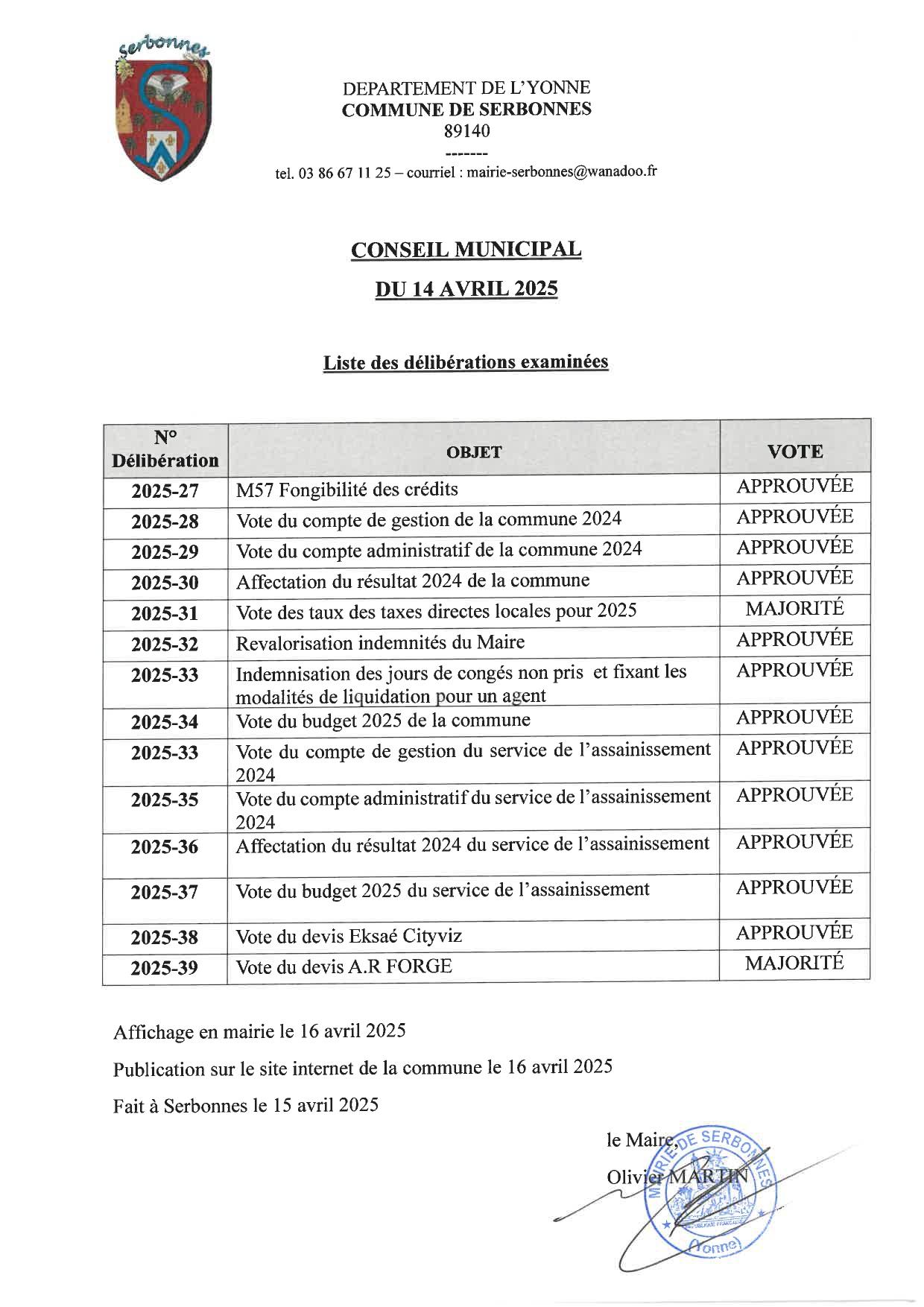 Liste des deliberations cm 14 04 2025 page 0001